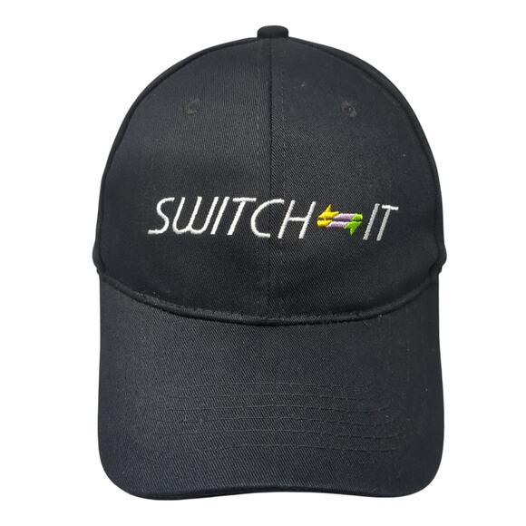 Switch It Strapback Hat Black One Size Adjustable Embroidered 6 Panel - Picture 1 of 8